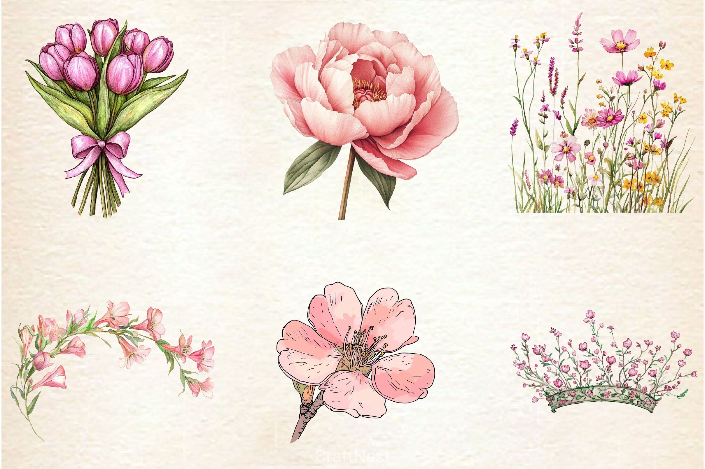 Pink Spring Clipart Bundle 3