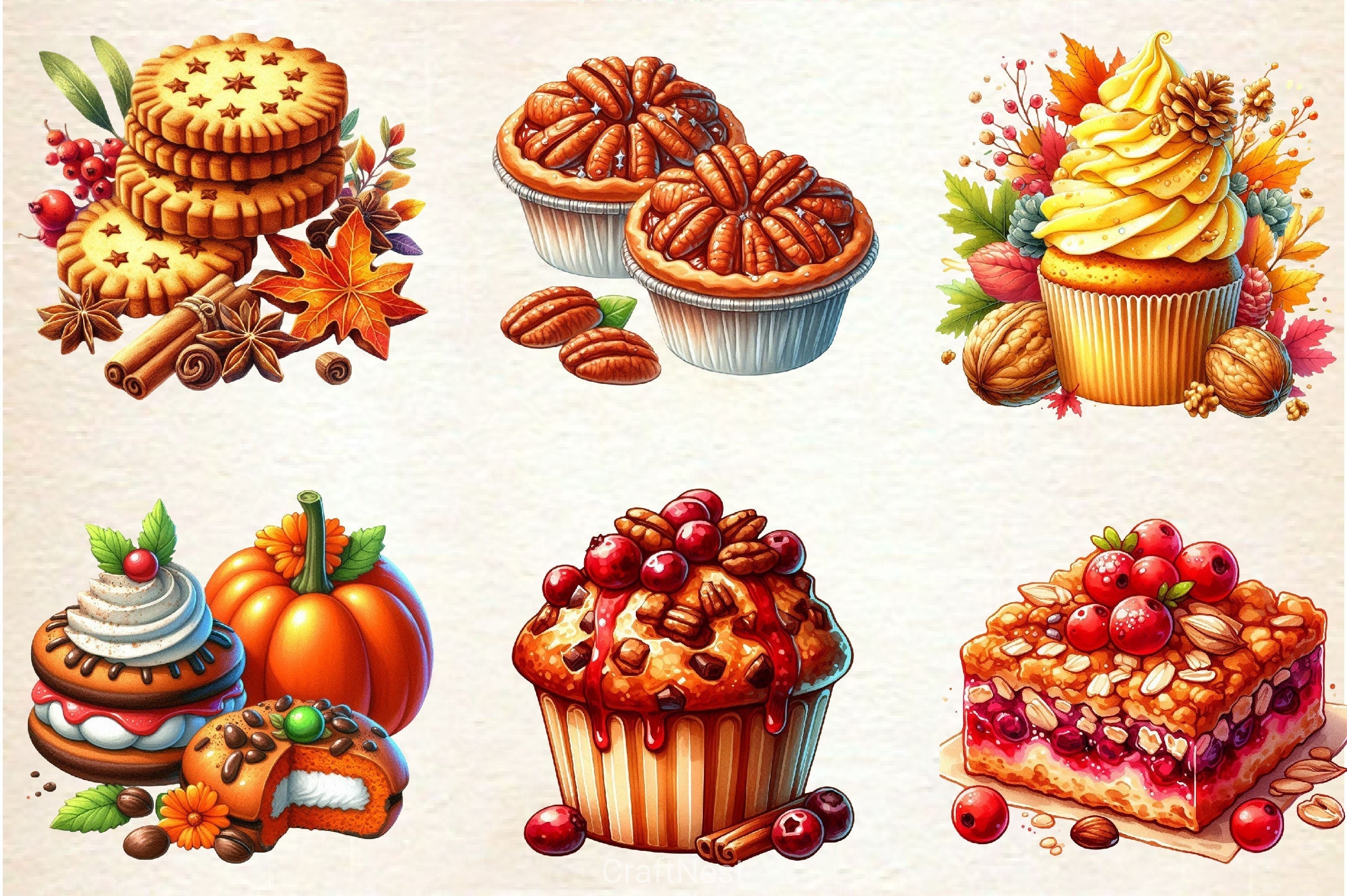 Autumn Dessert Clipart Bundle