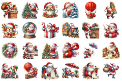 Cartoon Santa Christmas Clipart Bundle - CraftNest - Digital Crafting and Art