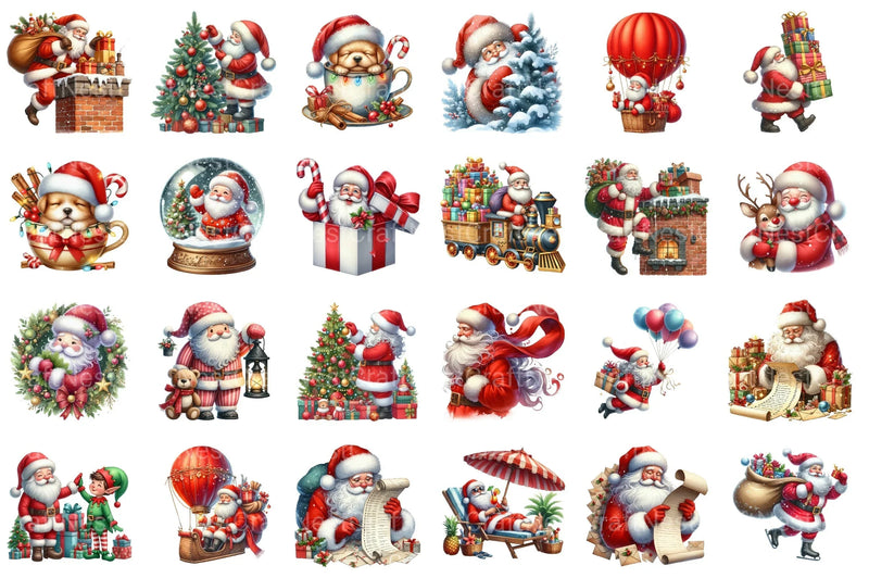 Cartoon Santa Christmas Clipart Bundle - CraftNest - Digital Crafting and Art