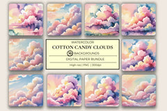 Cotton Candy Clouds Background Papers - CraftNest - Digital Crafting and Art