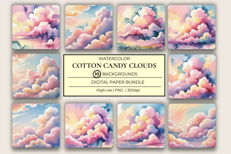 Cotton Candy Clouds Background Papers - CraftNest - Digital Crafting and Art