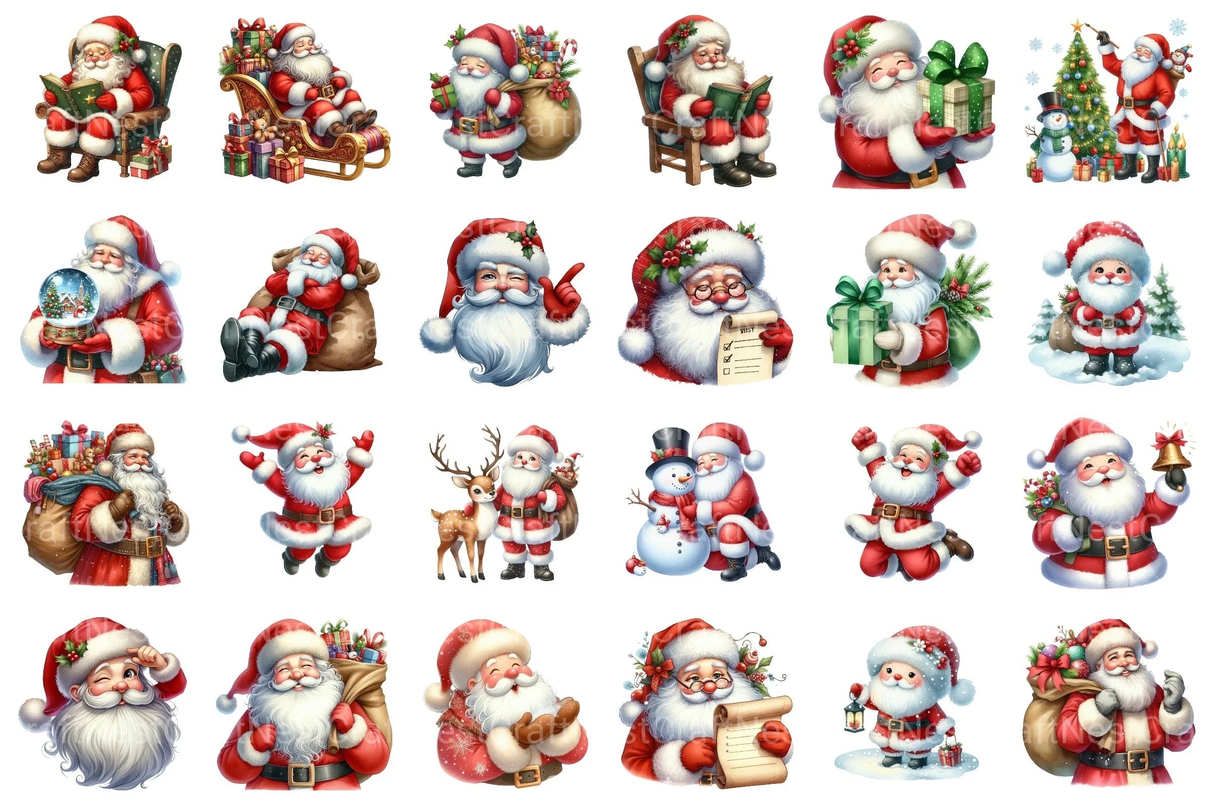 Santa Claus Christmas Clipart Bundle 99 - CraftNest - Digital Crafting and Art