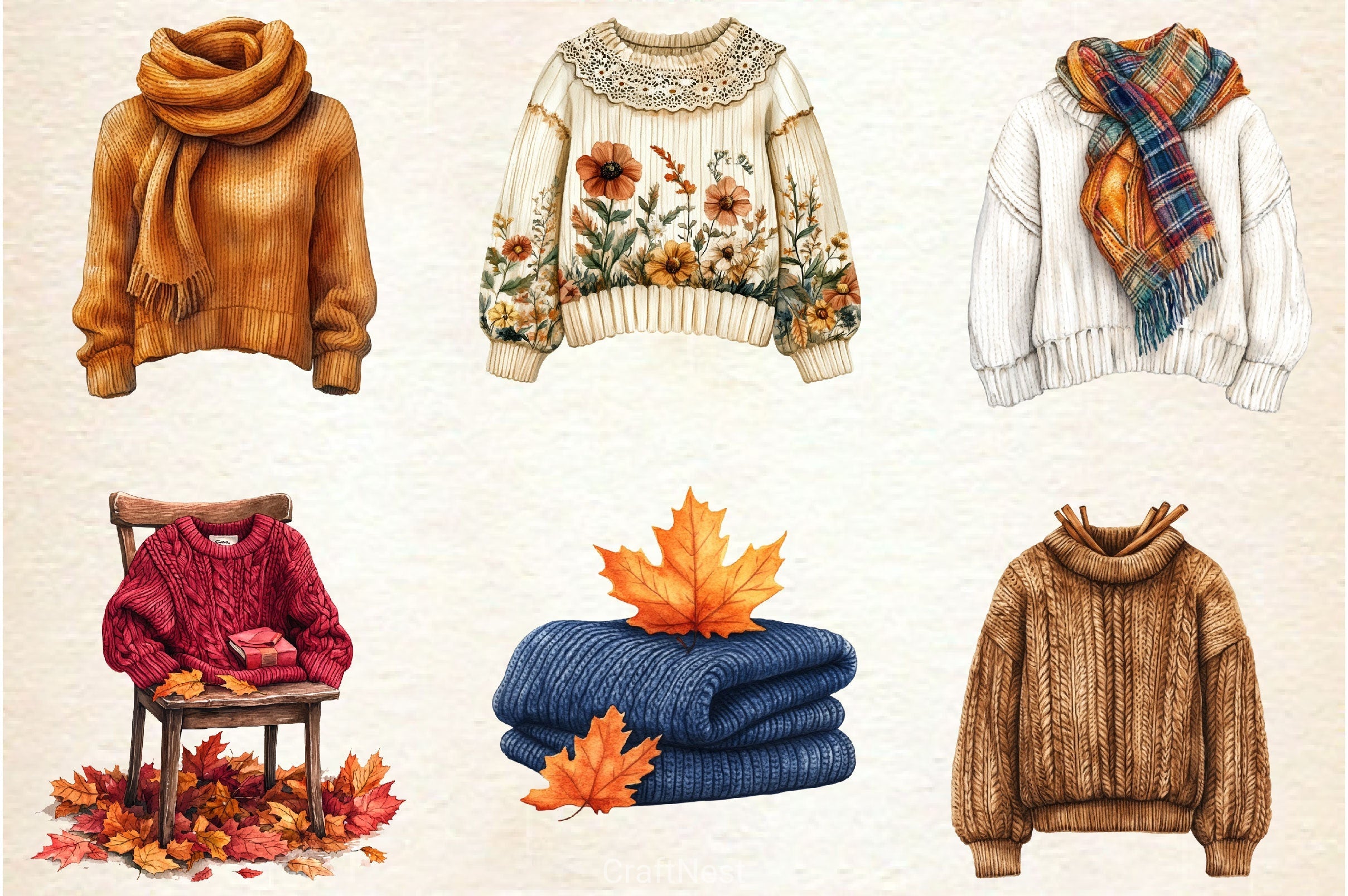 Sweater Weather Fall Clipart Bundle