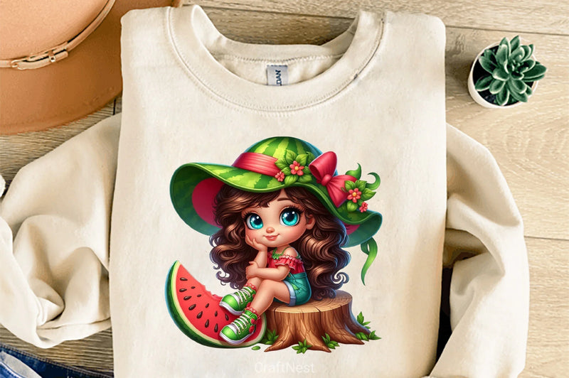 Watermelon Girl Clipart Bundle - CraftNest - Digital Crafting and Art