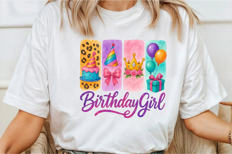 Brushstroke Birthday Girl Clipart Bundle - CraftNest - Digital Crafting and Art