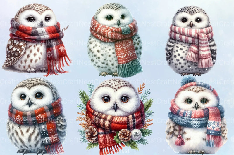 Christmas Owl Clipart Bundle 5 - CraftNest - Digital Crafting and Art