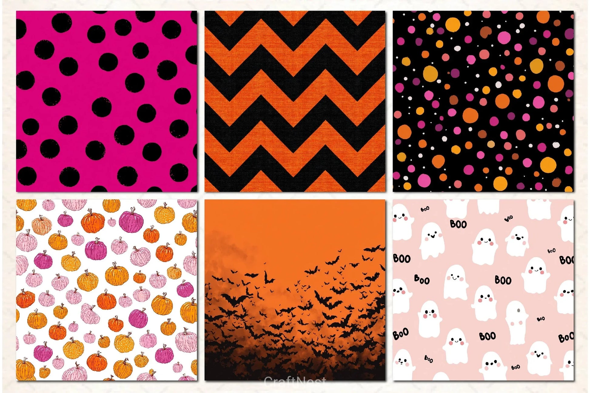 Cute Halloween Digital Paper Pack 3 - CraftNest - Digital Crafting and Art