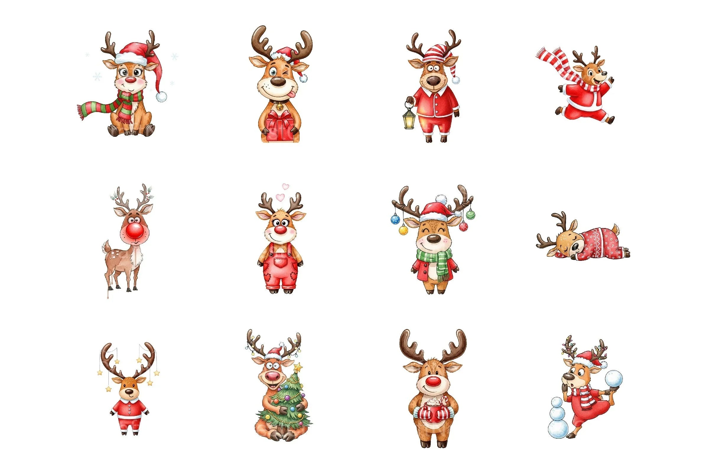 Quirky Funny Christmas Reindeer Clipart Bundle - CraftNest - Digital Crafting and Art