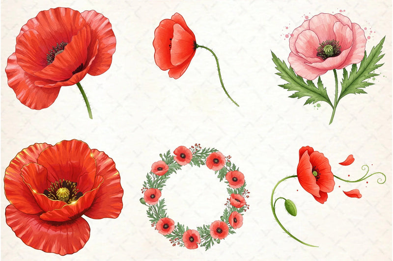 Poppies Clipart Bundle 2 - CraftNest - Digital Crafting and Art