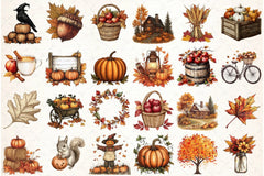 Vintage Autumn Clipart Bundle - CraftNest - Digital Crafting and Art