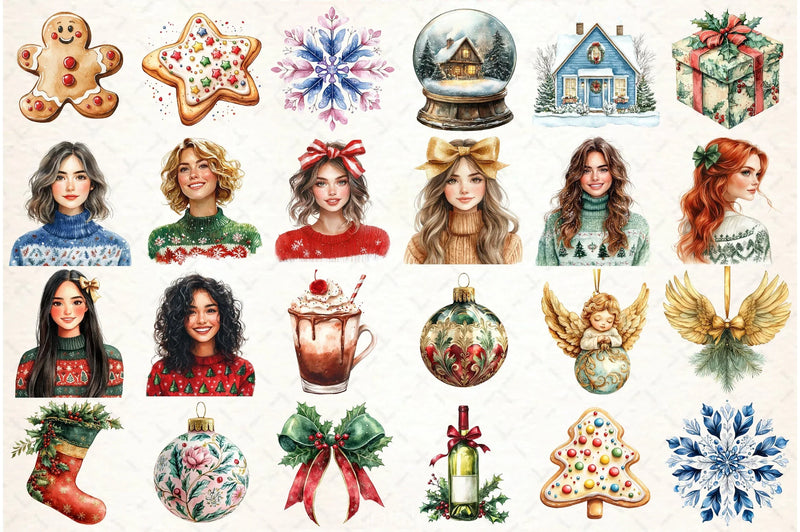 Retro 50s Christmas Clipart Bundle - CraftNest - Digital Crafting and Art