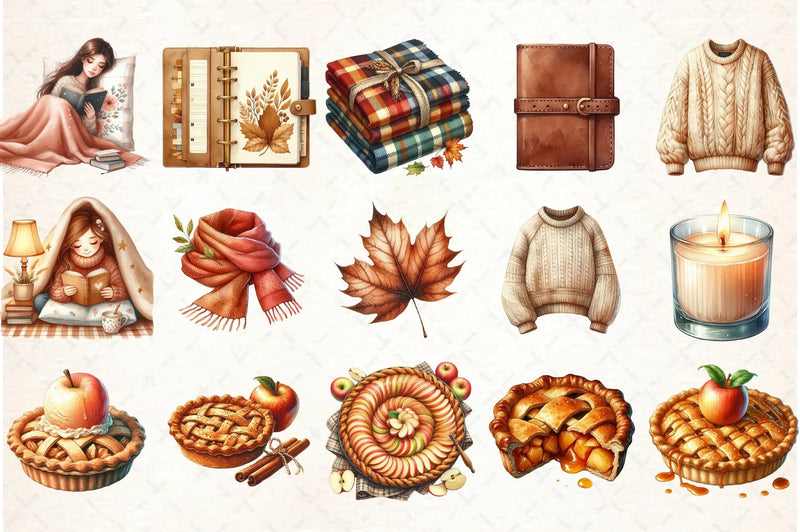Watercolour Autumn Clipart Bundle - CraftNest - Digital Crafting and Art