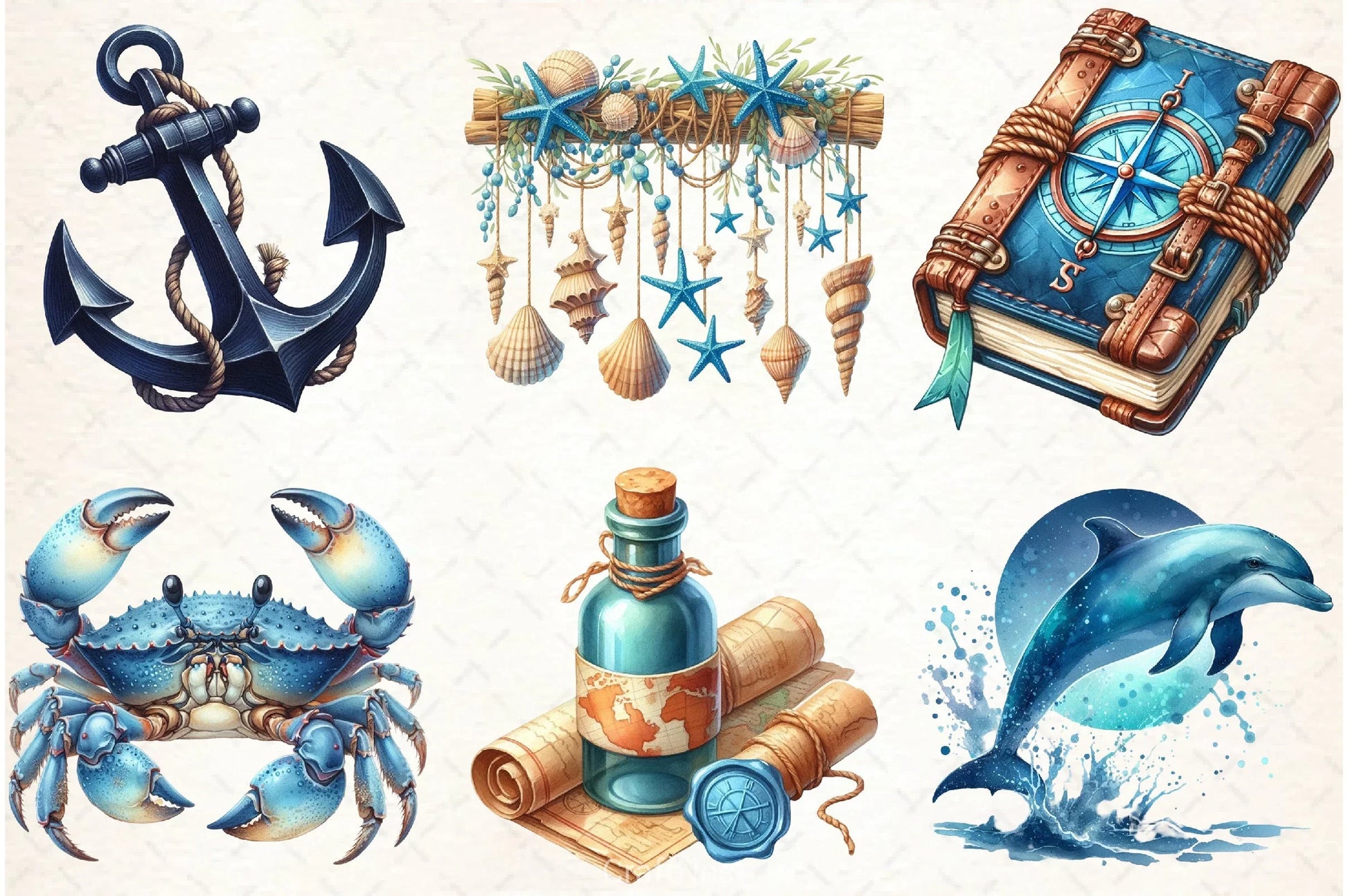 Blue Nautical Clipart Bundle - CraftNest - Digital Crafting and Art