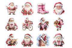 Pink Trendy Christmas Santa Clipart Bundle - CraftNest - Digital Crafting and Art