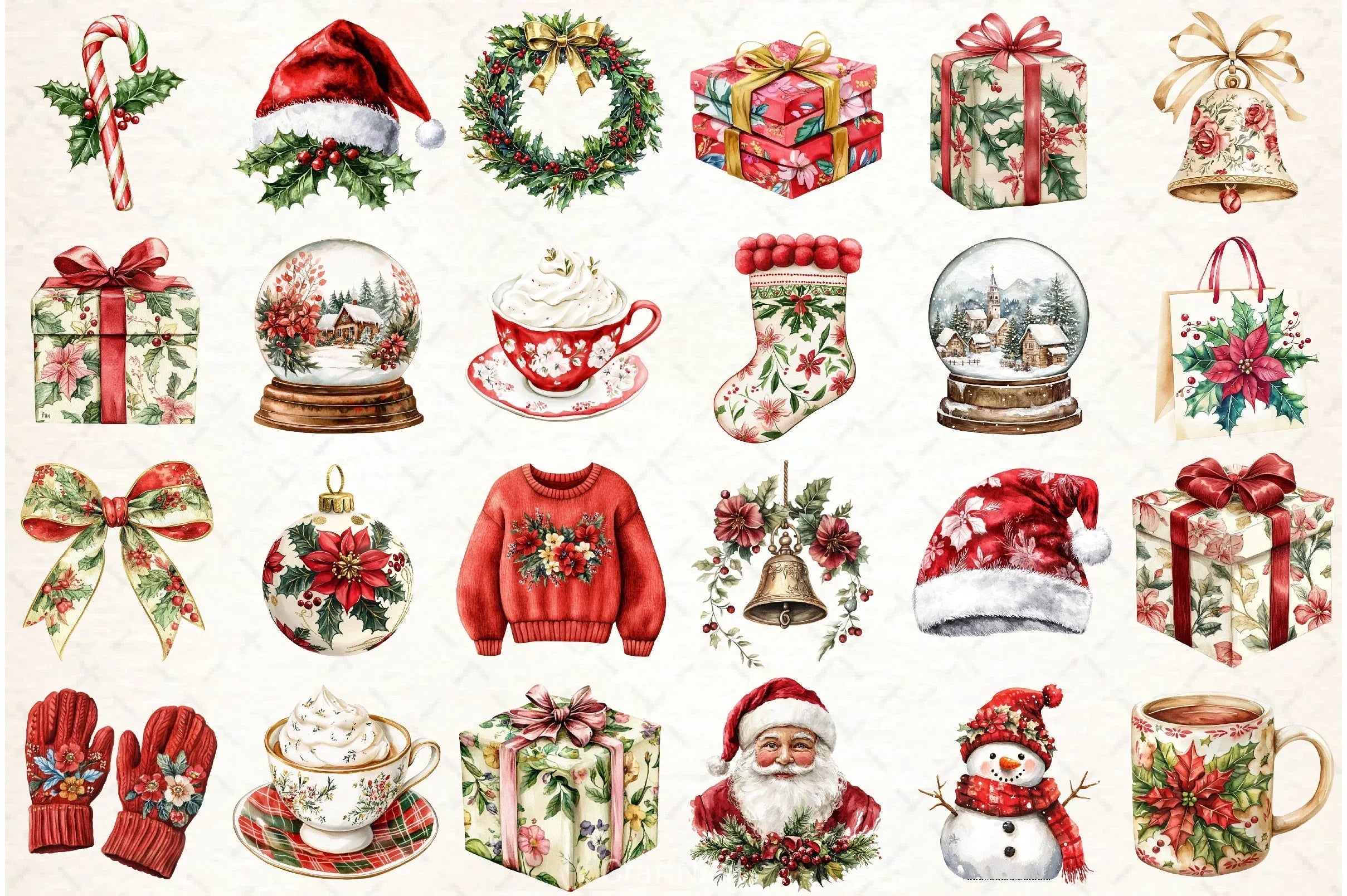 Chinoiserie Christmas Clipart Bundle 2 - CraftNest - Digital Crafting and Art