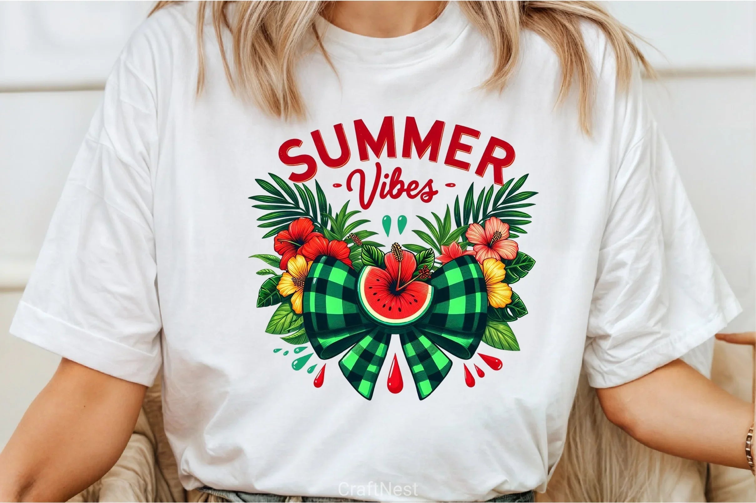Retro Summer Vibes Watermelon Bow Clipart Bundle - CraftNest - Digital Crafting and Art