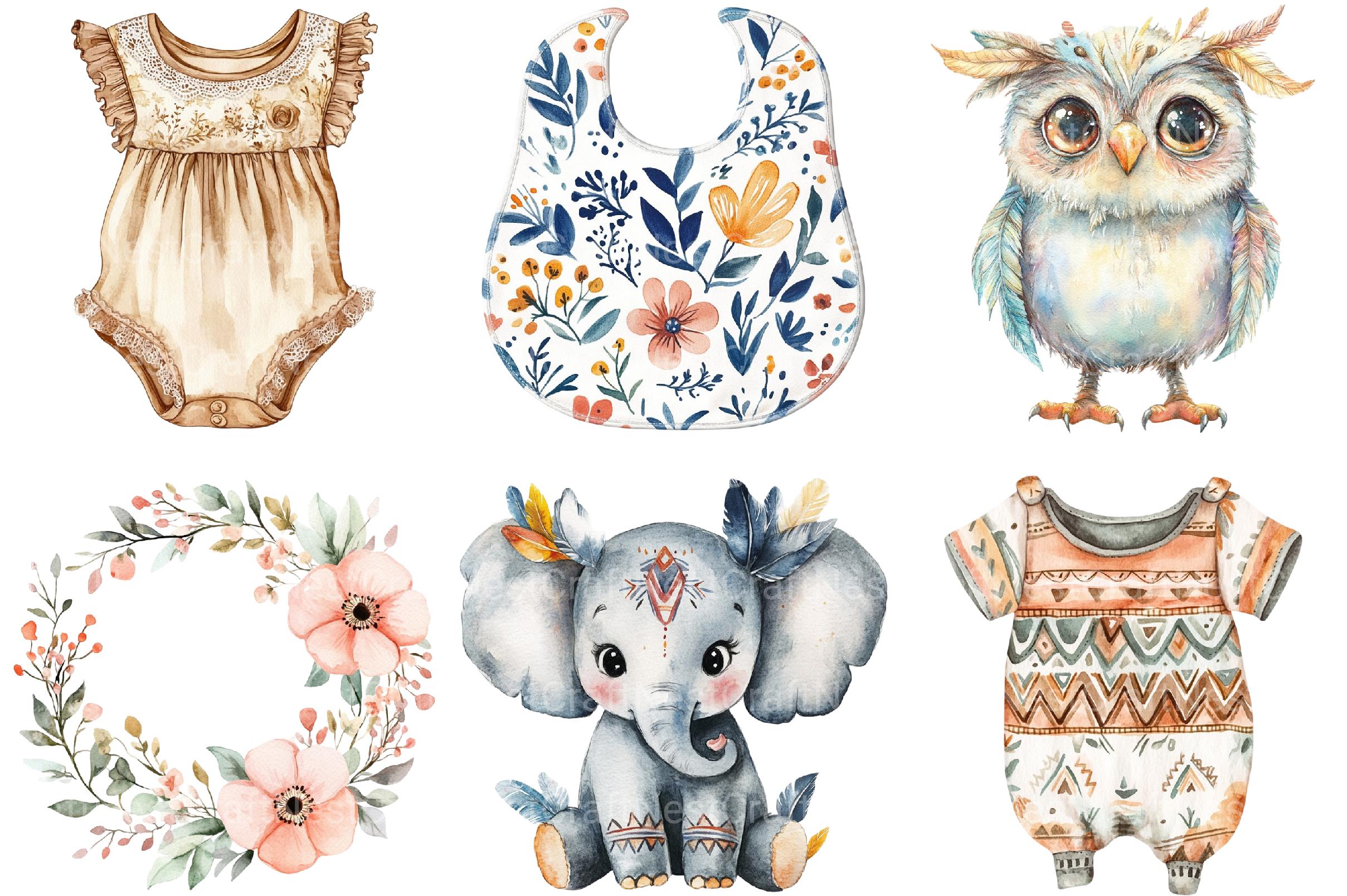 Boho Baby Doodles Clipart