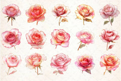 Pink Gold Rose Clipart Bundle - CraftNest - Digital Crafting and Art