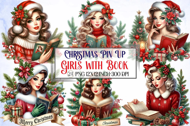 Christmas Pin Up Girls Clipart Bundle - CraftNest - Digital Crafting and Art