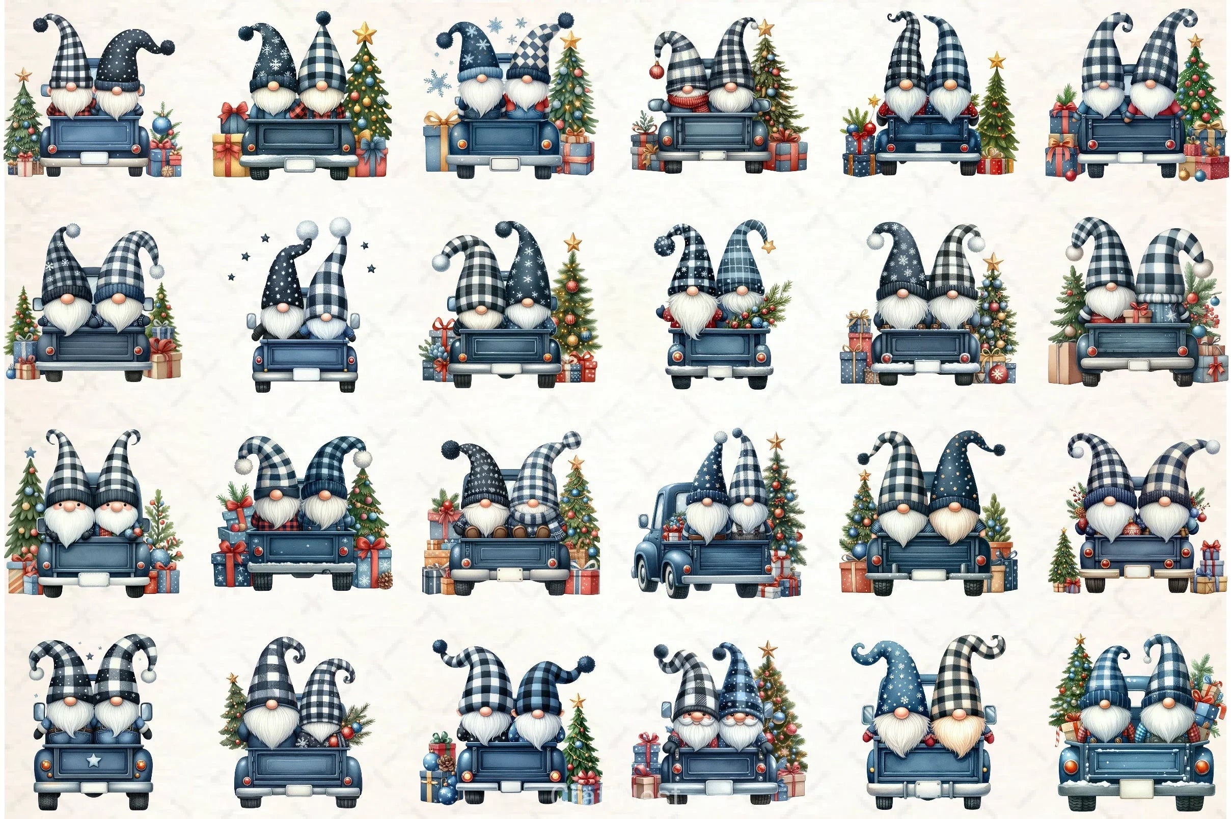 Christmas Gnome & Truck Clipart Bundle 2 - CraftNest - Digital Crafting and Art