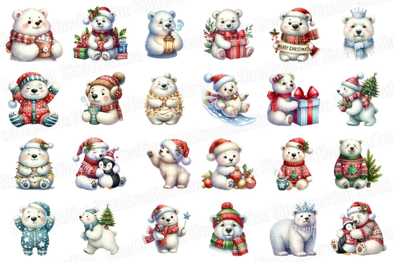 Polar Bear Christmas Clipart Bundle 6 - CraftNest - Digital Crafting and Art