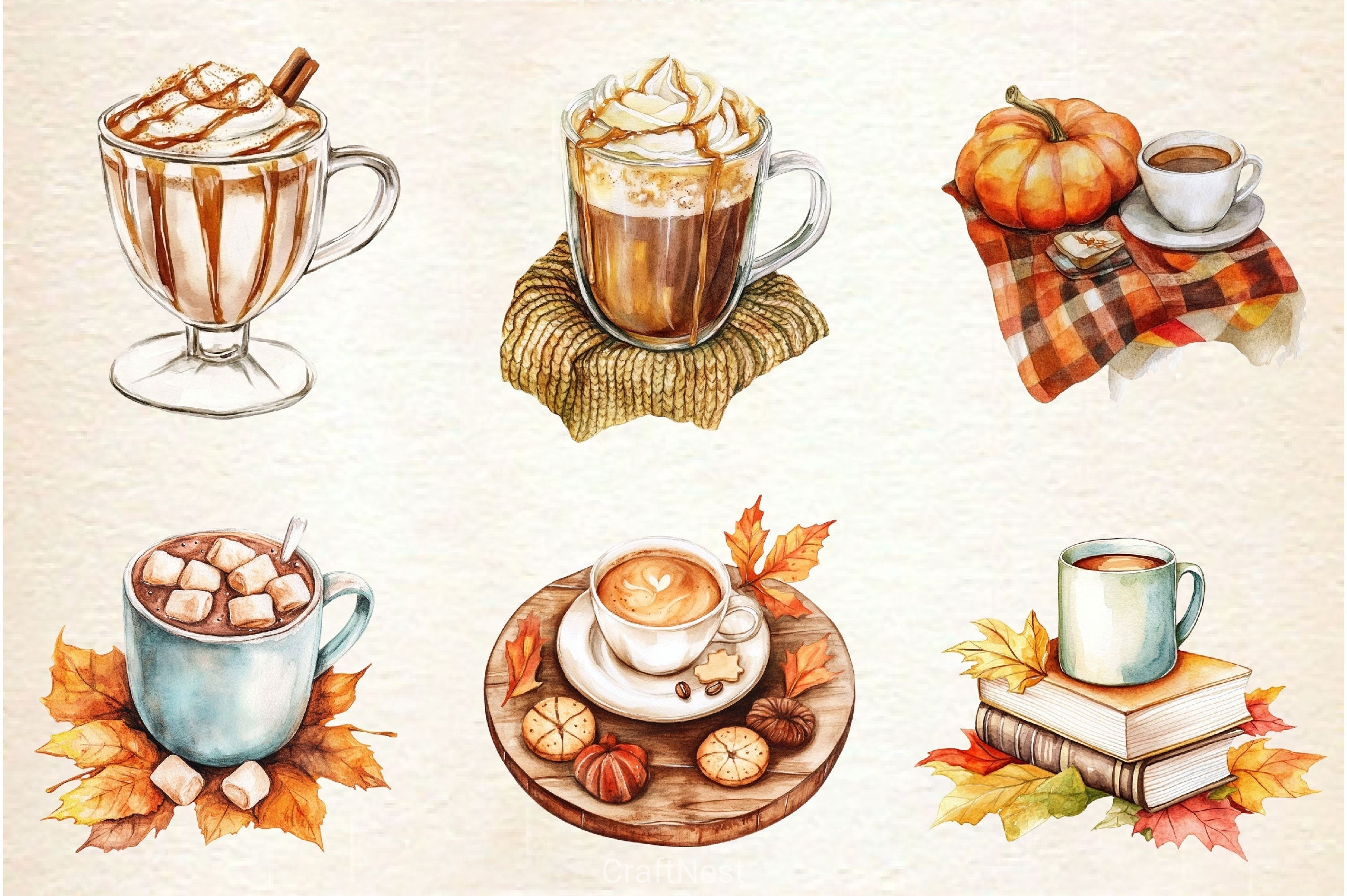 Cozy Autumn Coffee Clipart Bundle 2