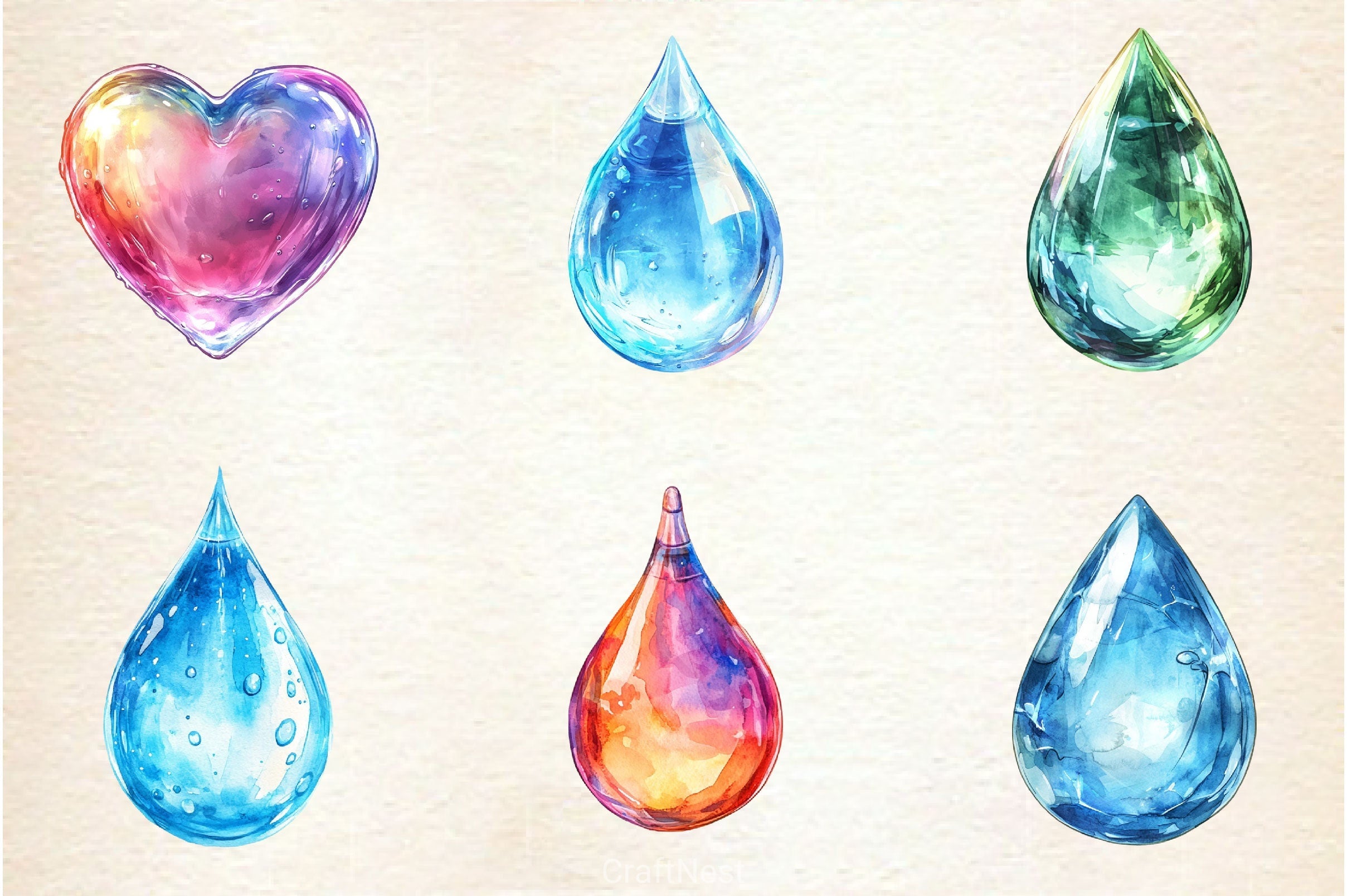 Spring Water Droplets Clipart Bundle 3