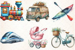 Transportation Clipart Bundle - CraftNest - Digital Crafting and Art