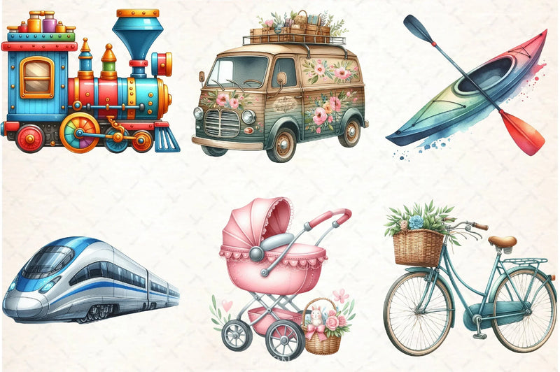 Transportation Clipart Bundle - CraftNest - Digital Crafting and Art