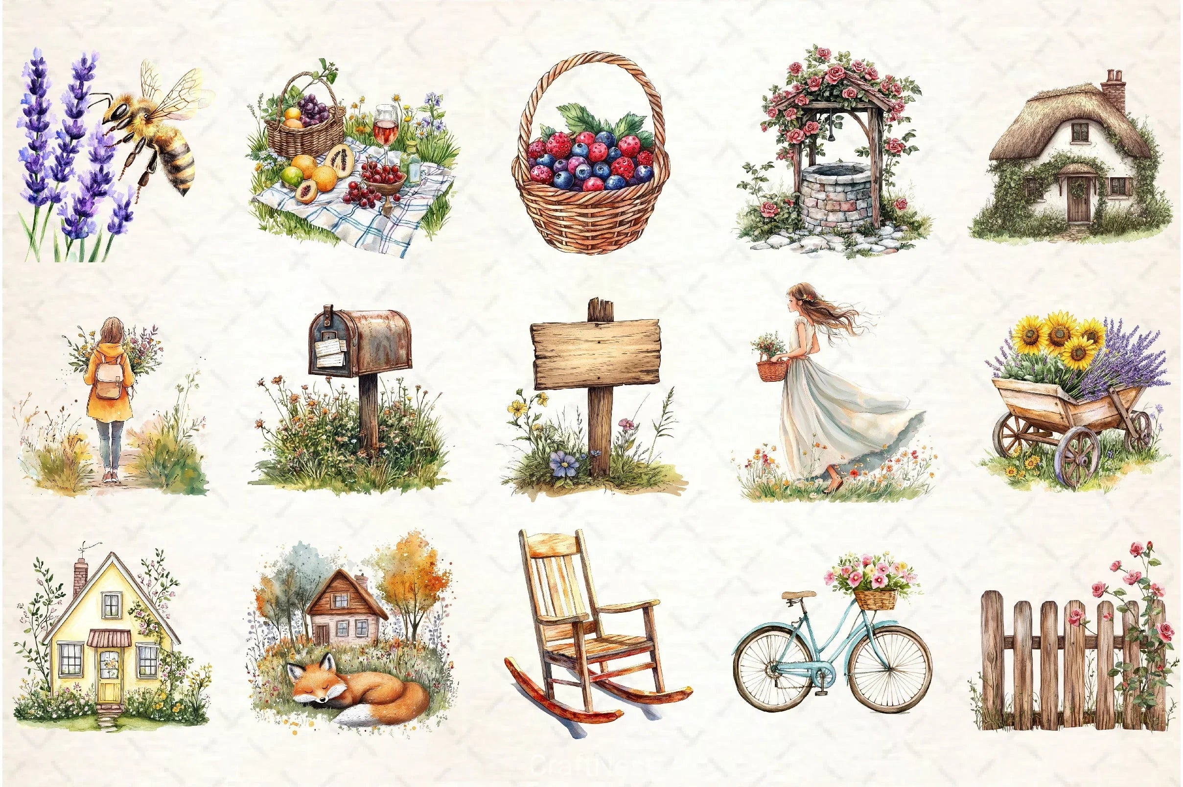 Summer Cottage Clipart Bundle - CraftNest - Digital Crafting and Art
