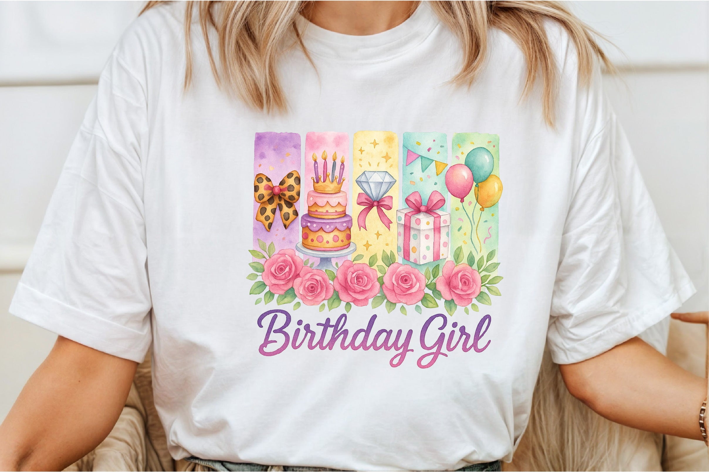 Brushstroke Birthday Girl Clipart Bundle