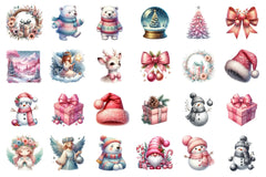 Silver Pink Christmas Pastel Decoration Clipart Bundle - CraftNest - Digital Crafting and Art