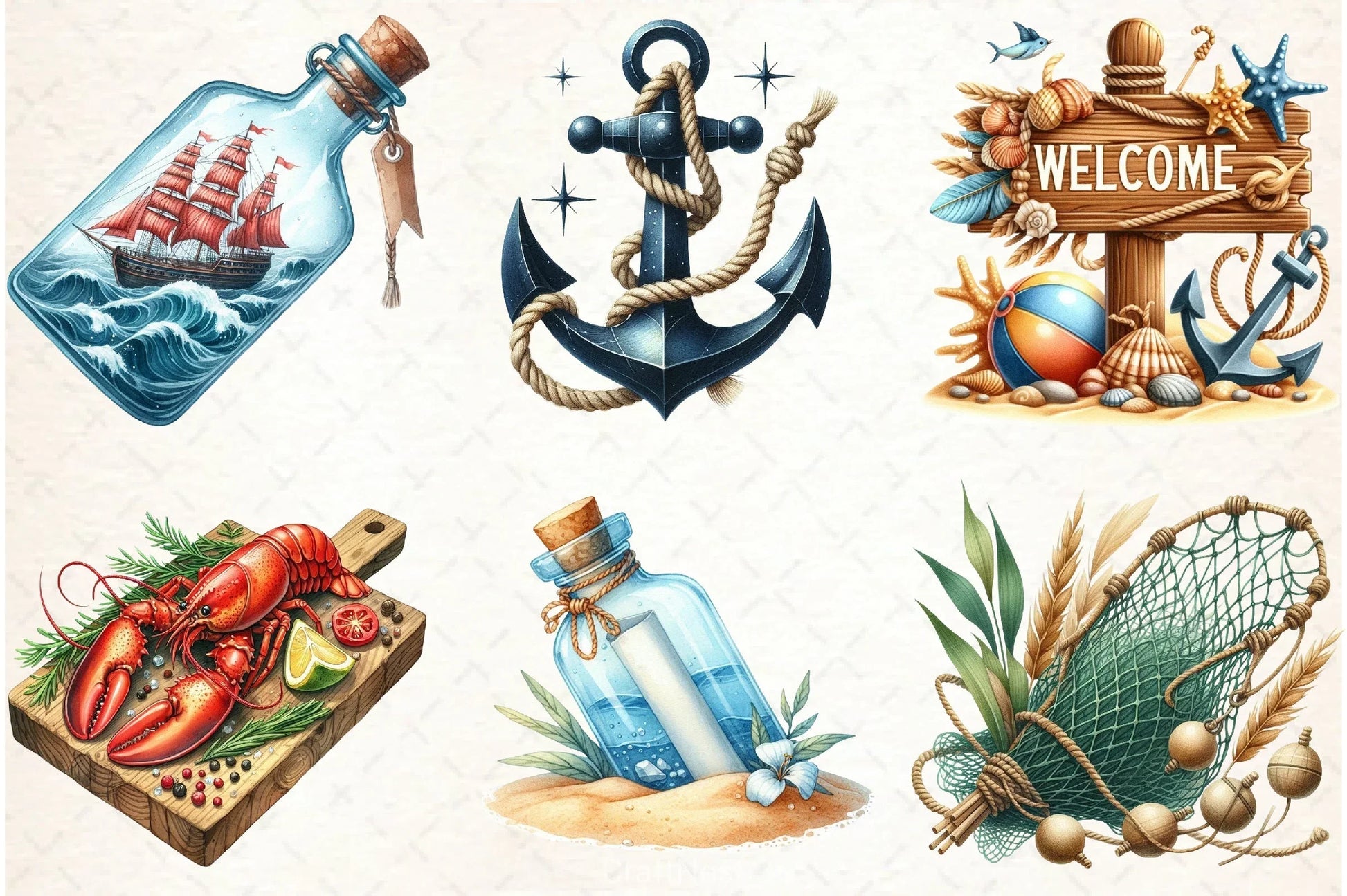 Nautical Decor Clipart Bundle - CraftNest - Digital Crafting and Art