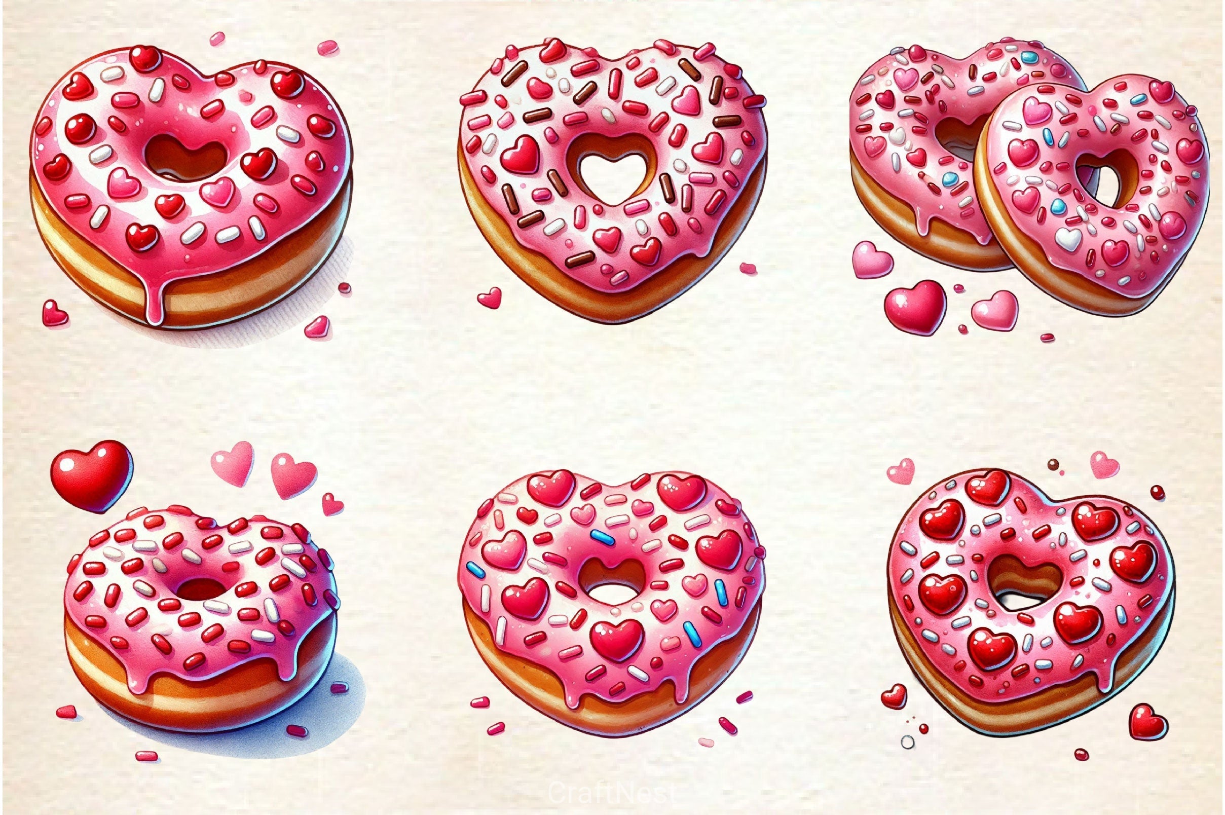 Valentine Donut Clipart Bundle