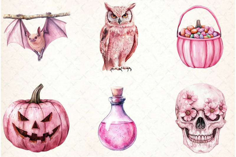 Pink Halloween Clipart Bundle - CraftNest - Digital Crafting and Art