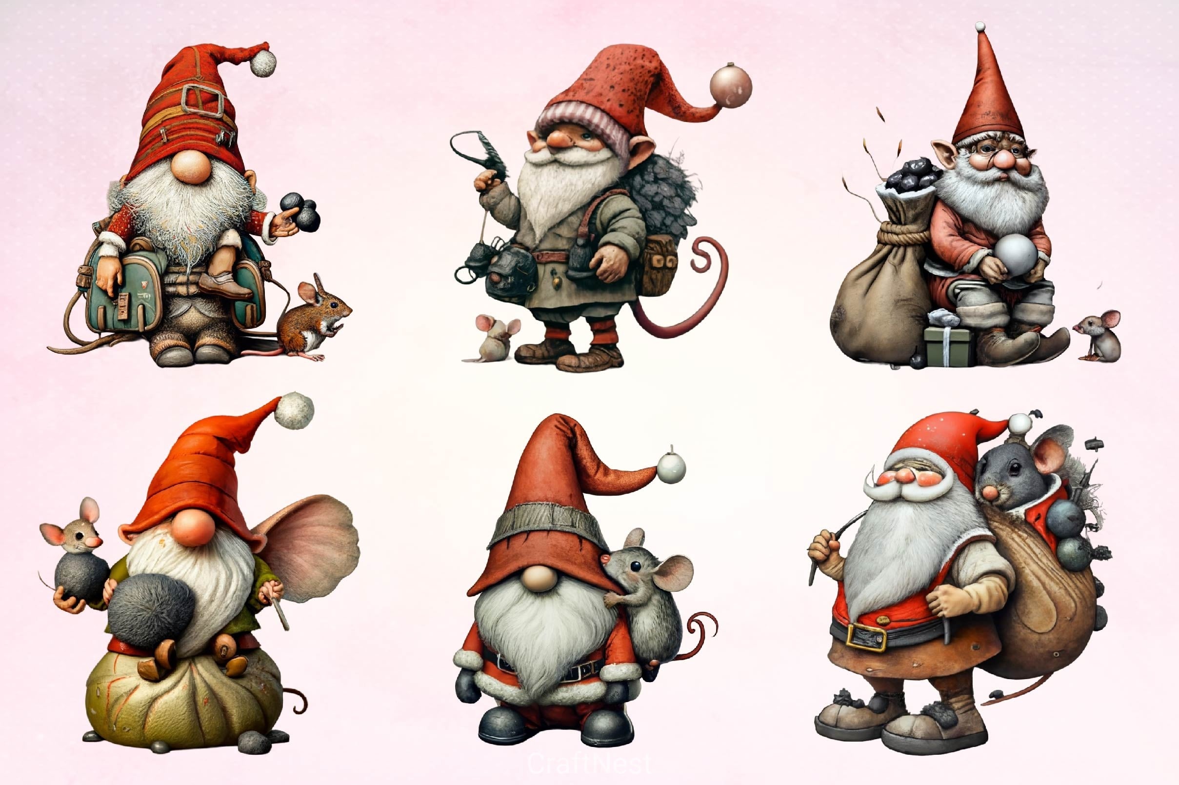 Christmas Gnome Clipart Bundle 6