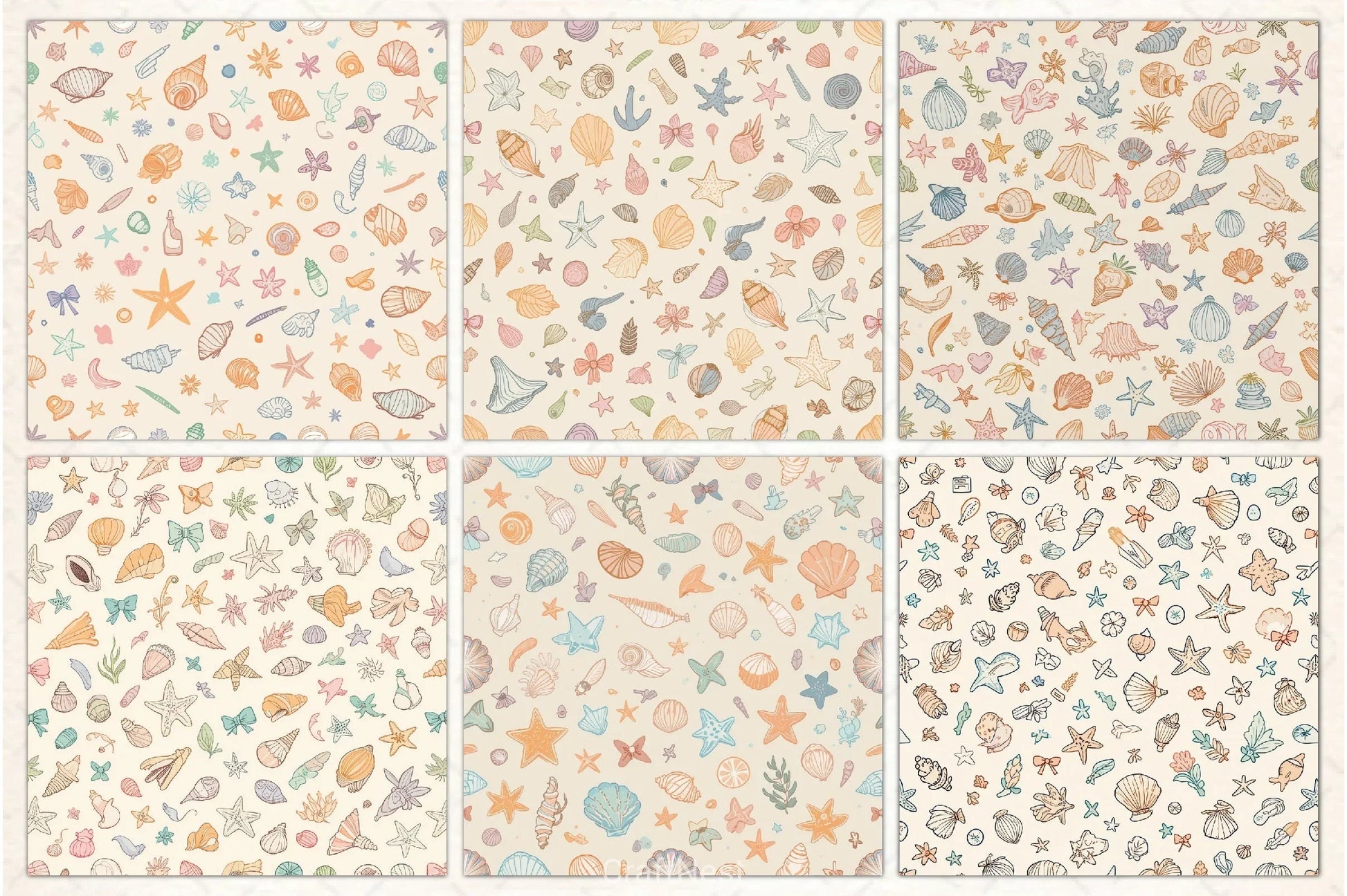 Seashell Seamless Pattern Digital Paper - CraftNest - Digital Crafting and Art