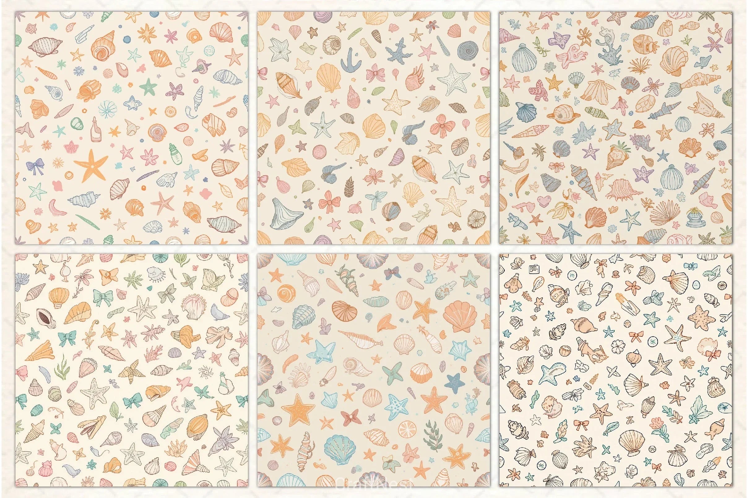 Seashell Seamless Pattern Digital Paper - CraftNest - Digital Crafting and Art