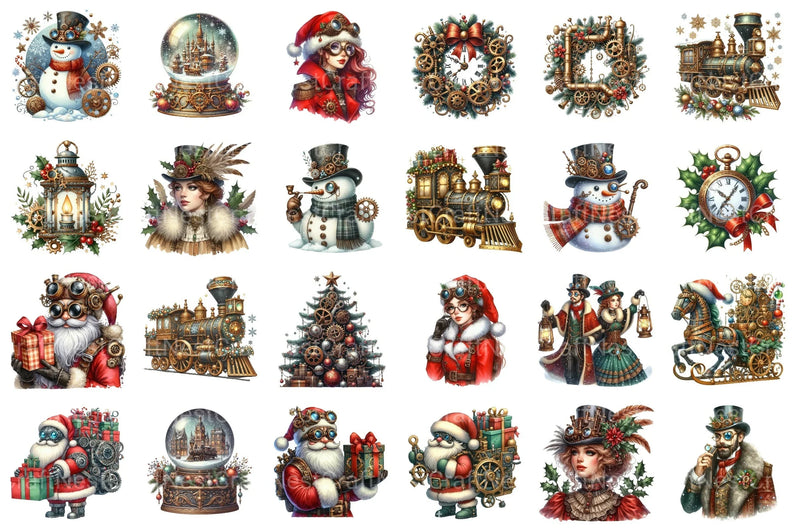 Steampunk Christmas Snowman Clipart Bundle 56 - CraftNest - Digital Crafting and Art