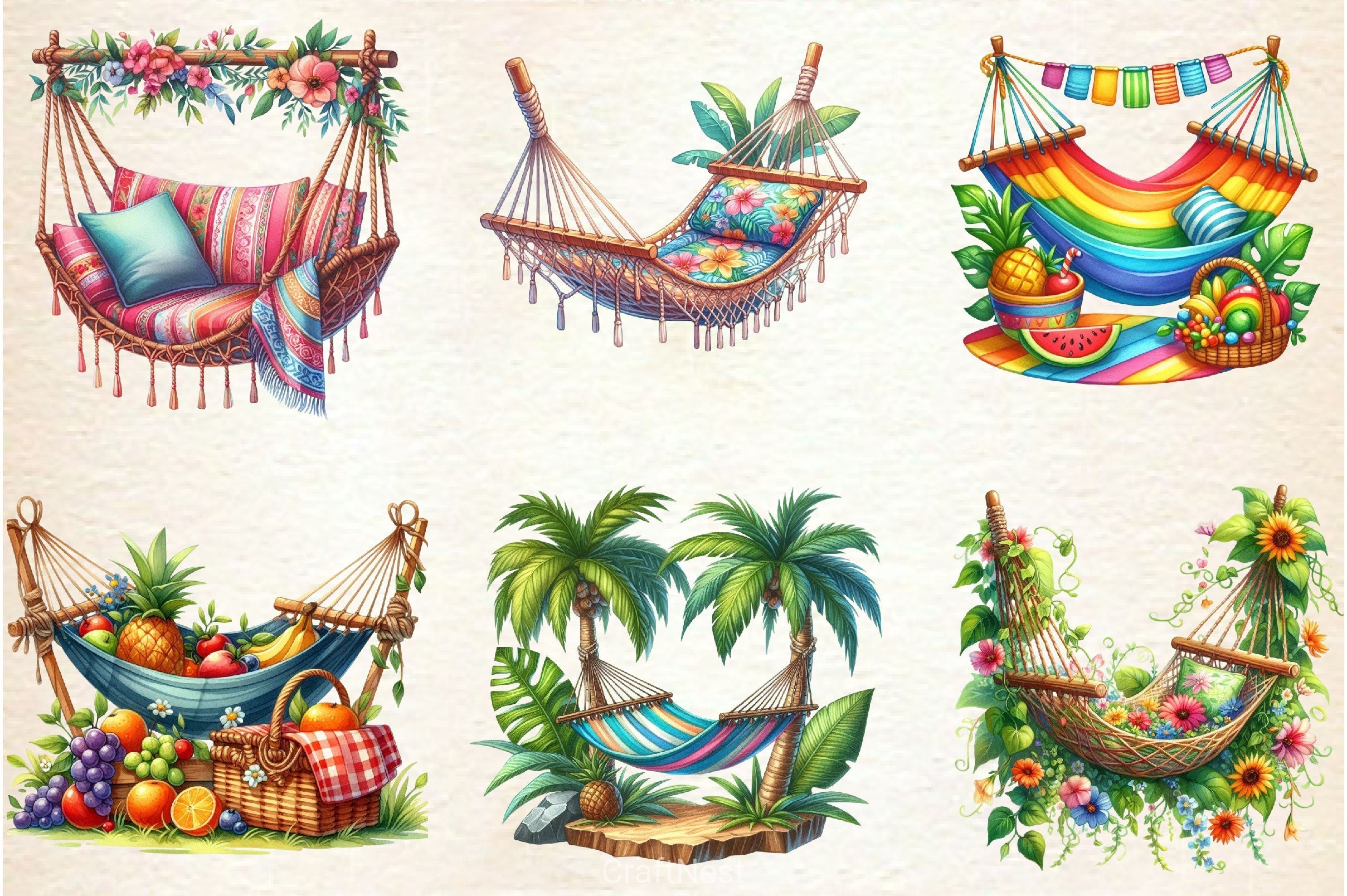 Summer Hammock Clipart Bundle