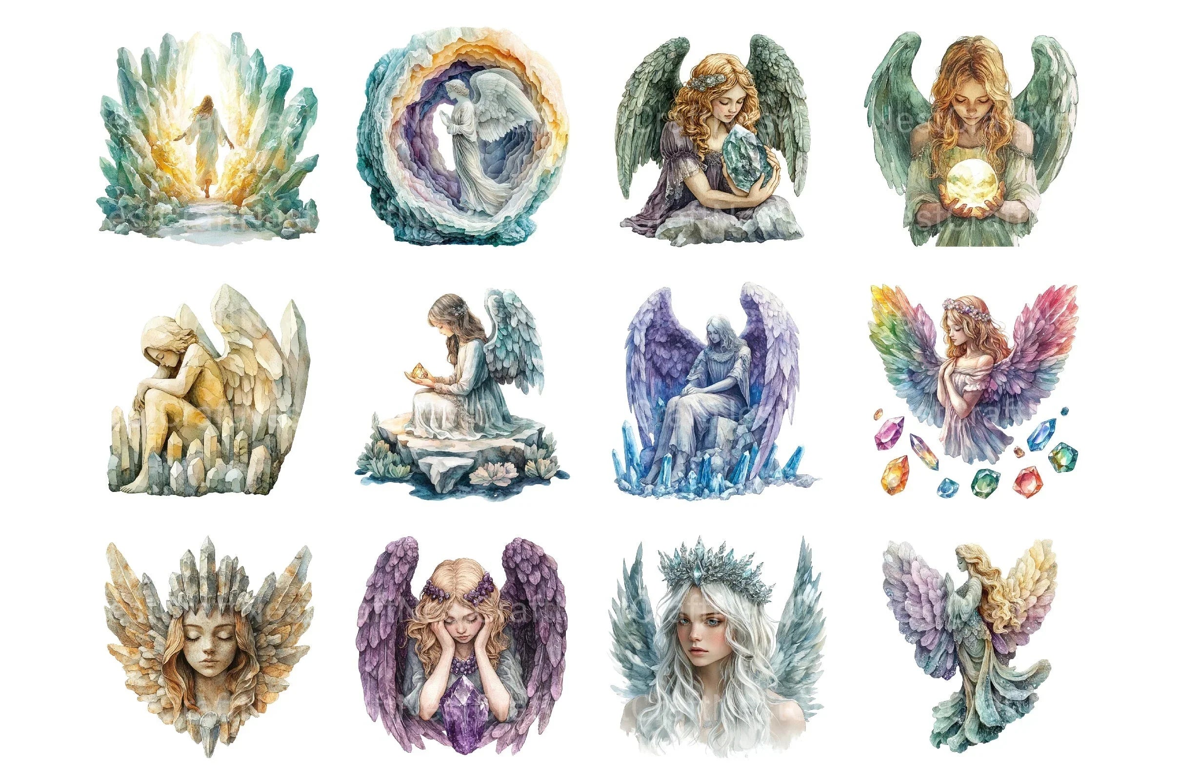 Ethereal Limestone Angels Clipart Bundle - CraftNest - Digital Crafting and Art