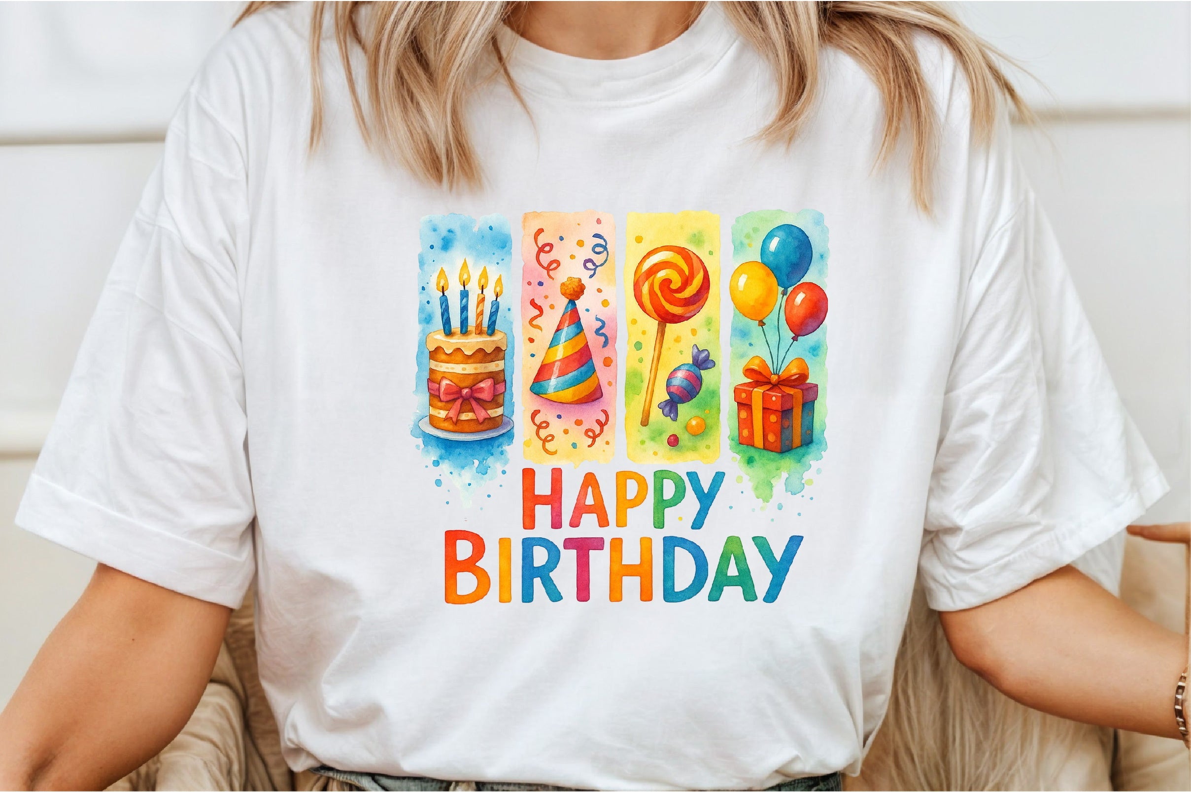 Happy Birthday Brushstroke Design Clipart Bundle