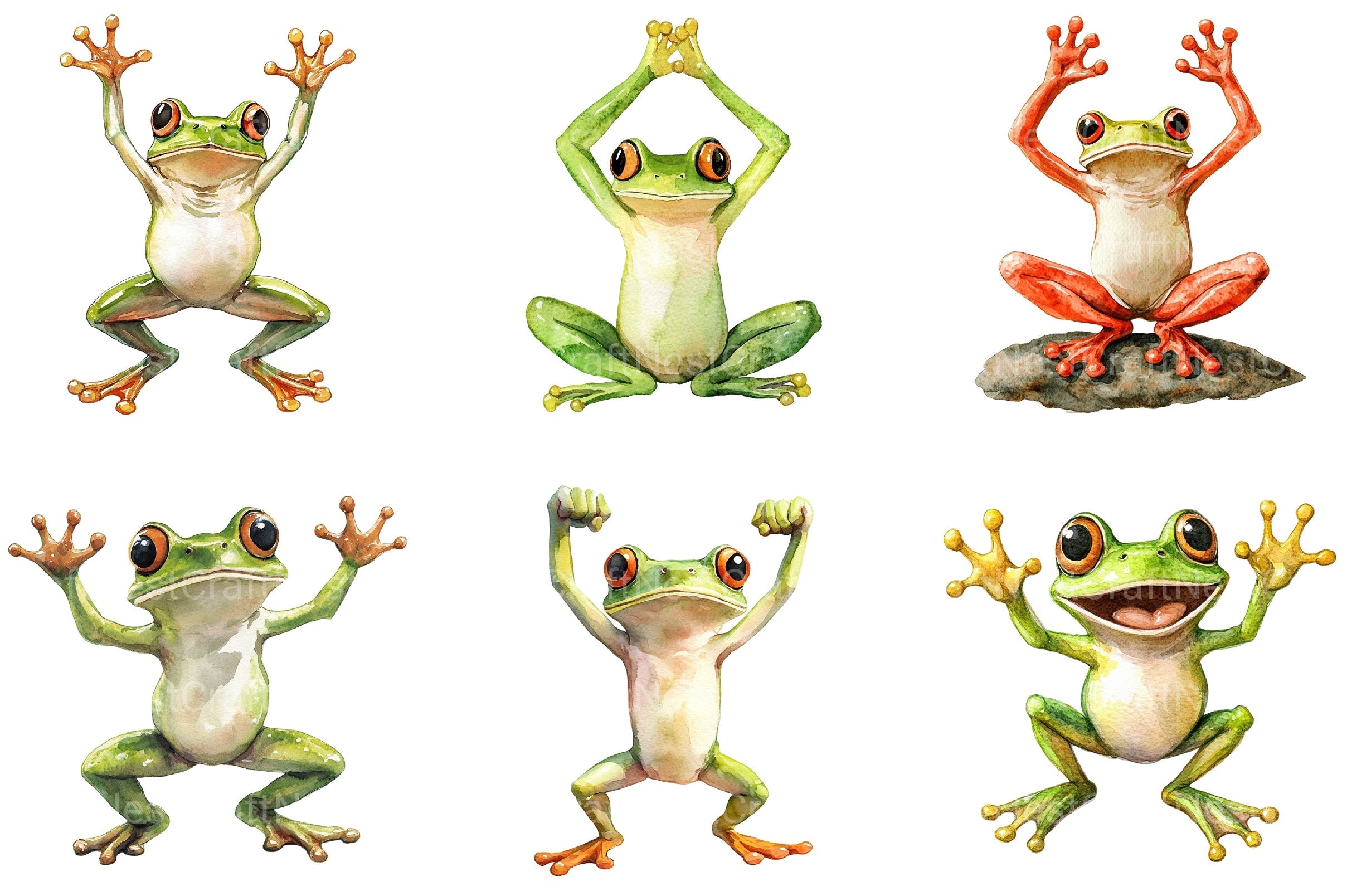 Yoga Frog Sublimation Clipart Bundle