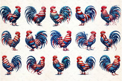 Patriotic Rooster Clipart Bundle 4 - CraftNest - Digital Crafting and Art