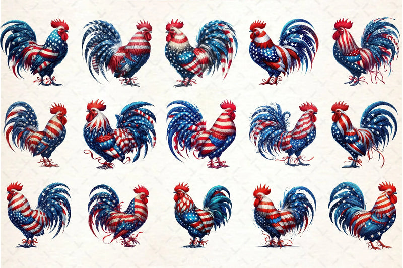 Patriotic Rooster Clipart Bundle 4 - CraftNest - Digital Crafting and Art
