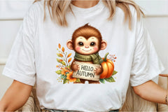 Cute Autumn Monkey Clipart Bundle - CraftNest - Digital Crafting and Art