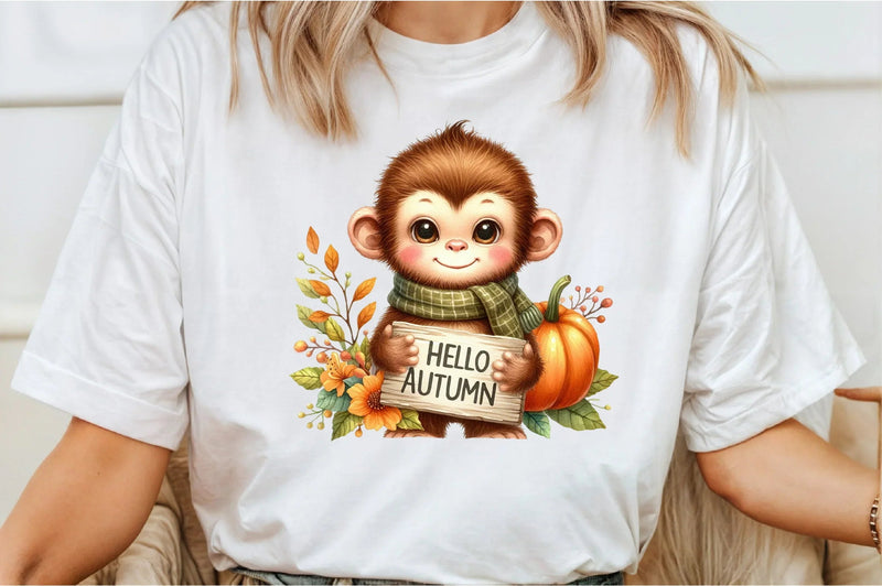 Cute Autumn Monkey Clipart Bundle - CraftNest - Digital Crafting and Art