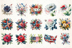 Patriotic Floral Clipart Bundle 1 - CraftNest - Digital Crafting and Art