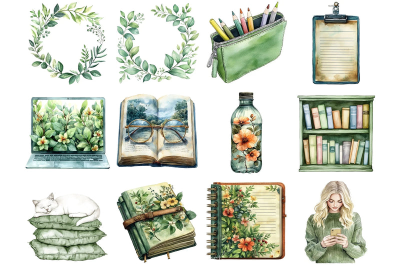 Green Planner Clipart Bundle - CraftNest - Digital Crafting and Art